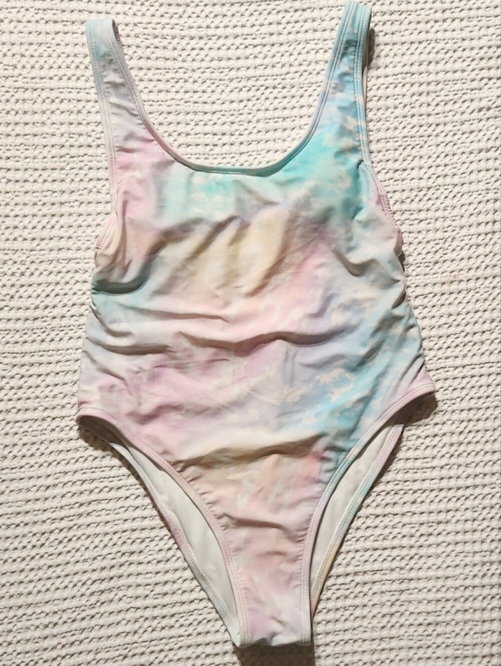 Pastel Tie-Dye One-Piece Swimsuit in Pink, Blue & Yellow